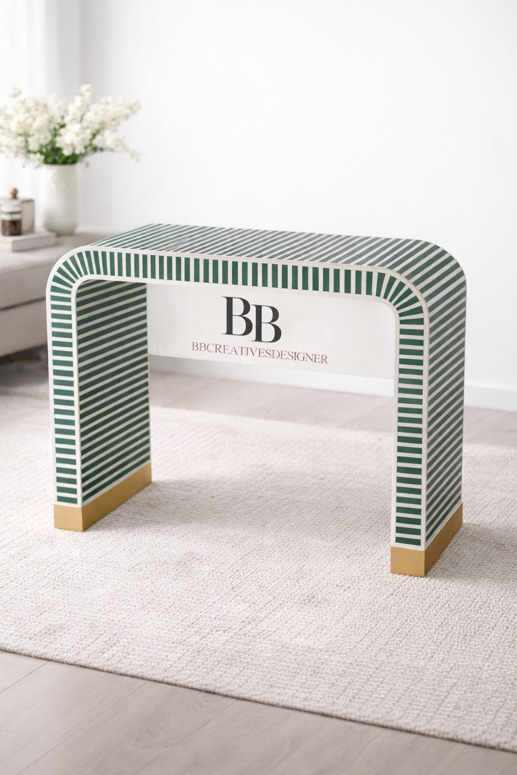 Handmade Wooden Bone Inlay Console Table / Entry Way Console / Home Decor