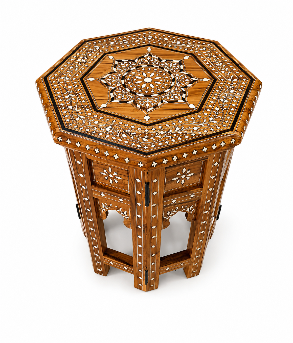 Luxury Octagonal Bone Inlay Side Table – Handcrafted Indian Inlay Accent Table | BB CREATIVE DESIGNER