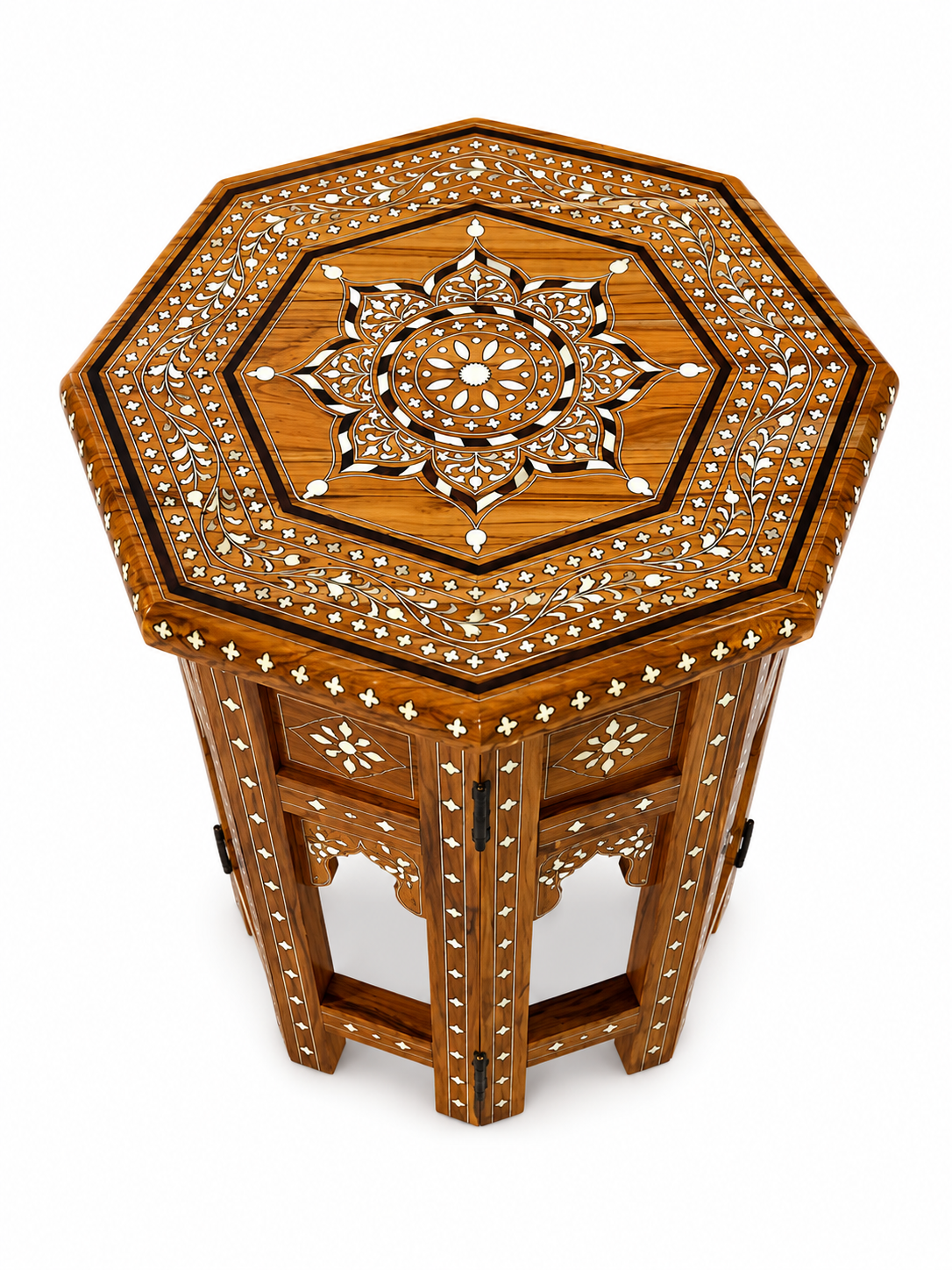 Luxury Octagonal Bone Inlay Side Table – Handcrafted Indian Inlay Accent Table | BB CREATIVE DESIGNER
